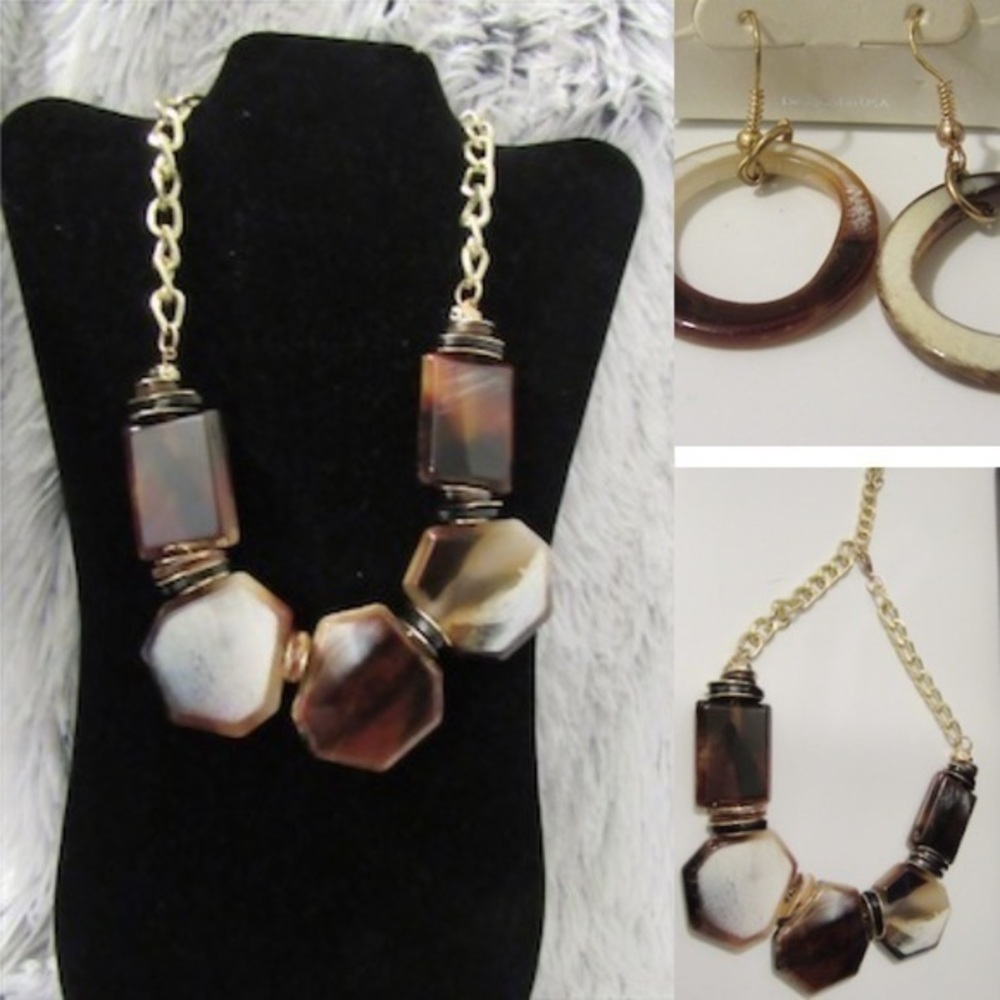Marble necklace and earrings set